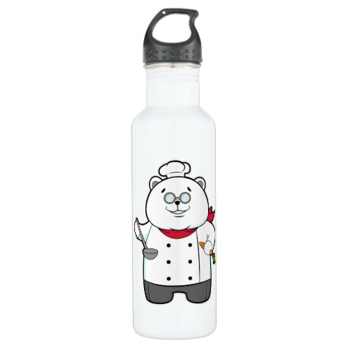 Panda as Cook with Soup ladle  Carrot Stainless Steel Water Bottle