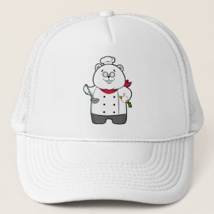 Panda as Cook with Soup ladle & Carrot Trucker Hat