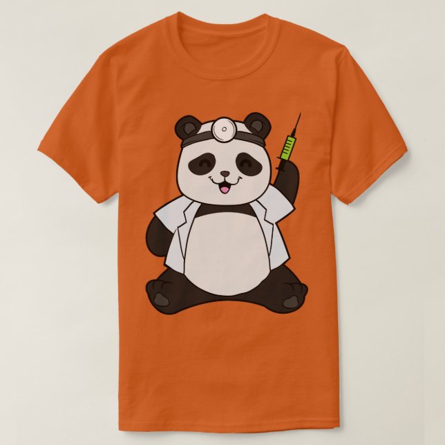 Panda as doctor with syringe T-Shirt (Design Front)