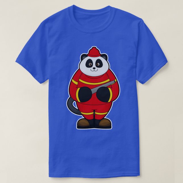Panda as Firefighter with Hose T-Shirt (Design Front)