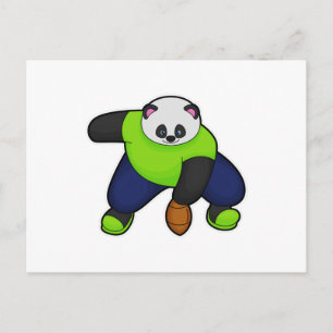 Panda as Football player with Football Postcard