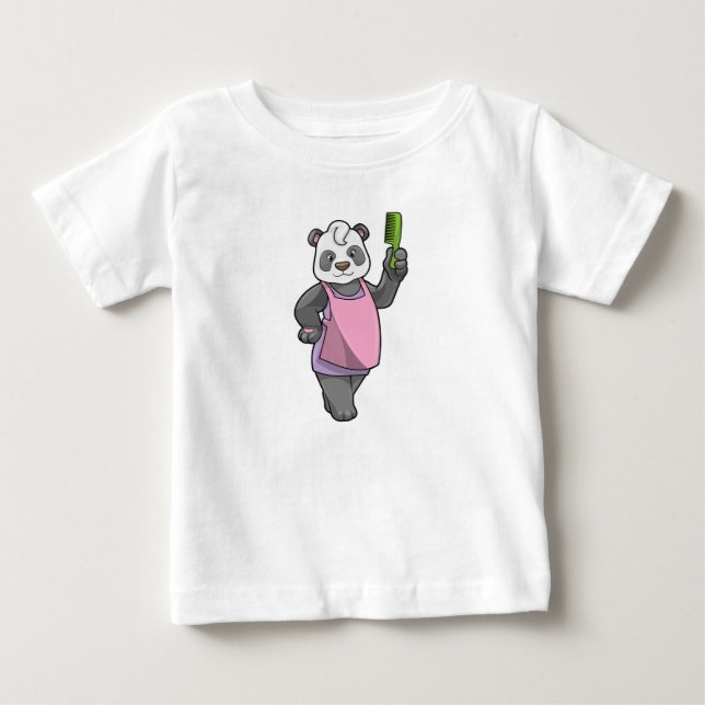 Panda as Hairdresser with Comb Baby T-Shirt (Front)
