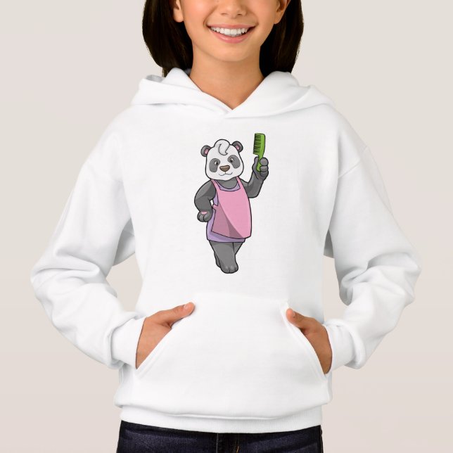 Panda as Hairdresser with Comb Hoodie (Front)