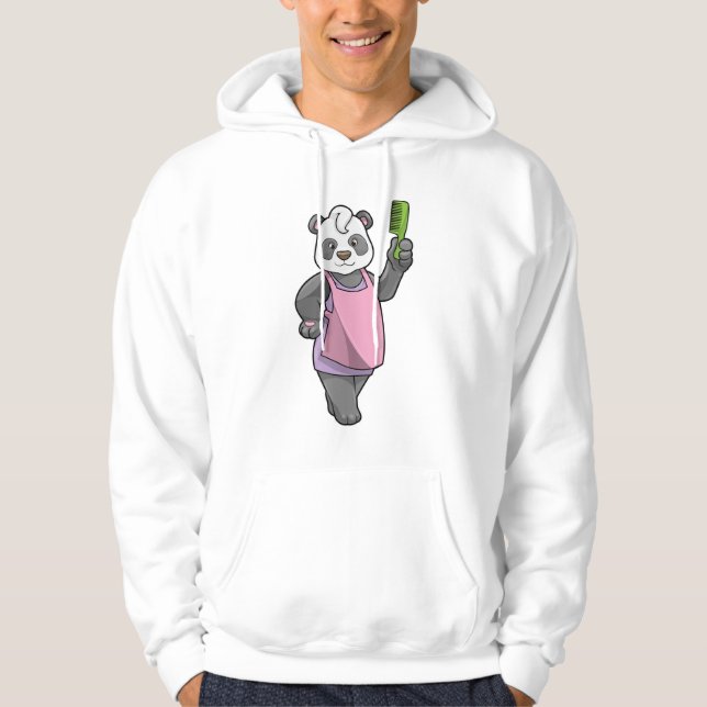 Panda as Hairdresser with Comb Hoodie (Front)