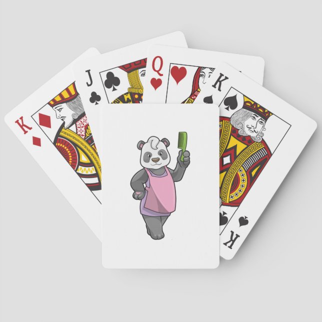 Panda as Hairdresser with Comb Poker Cards (Back)