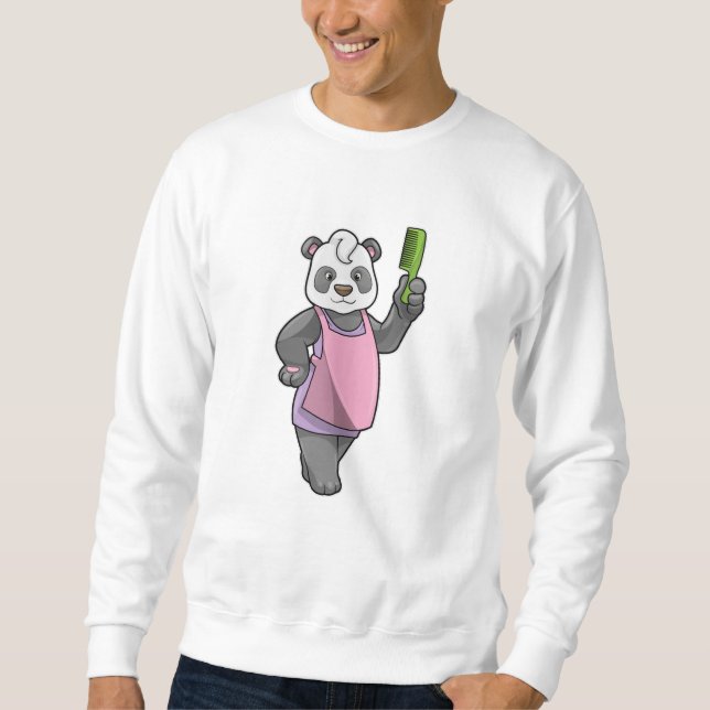 Panda as Hairdresser with Comb Sweatshirt (Front)