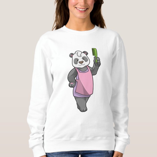 Panda as Hairdresser with Comb Sweatshirt (Front)