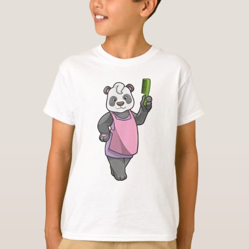 Panda as Hairdresser with Comb T_Shirt