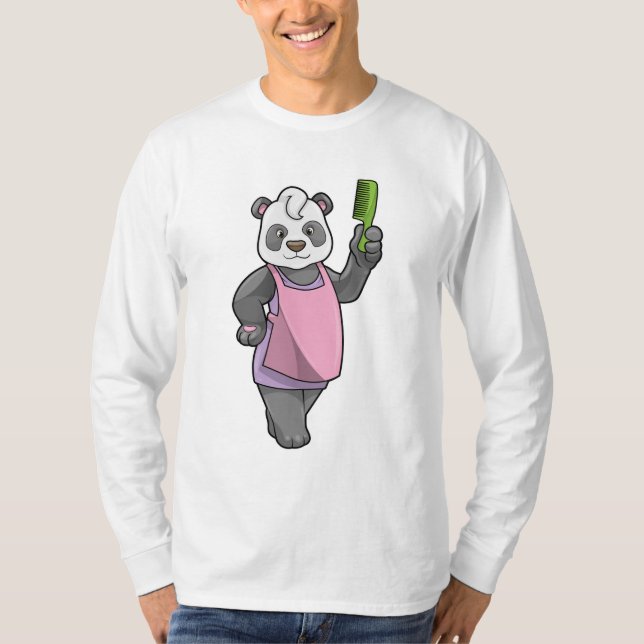 Panda as Hairdresser with Comb T-Shirt (Front)