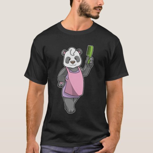 Panda as Hairdresser with Comb T_Shirt