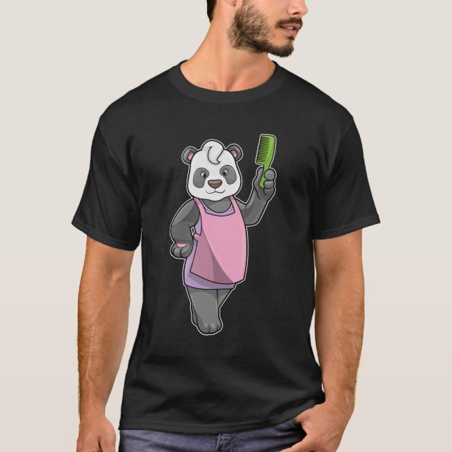 Panda as Hairdresser with Comb T-Shirt (Front)
