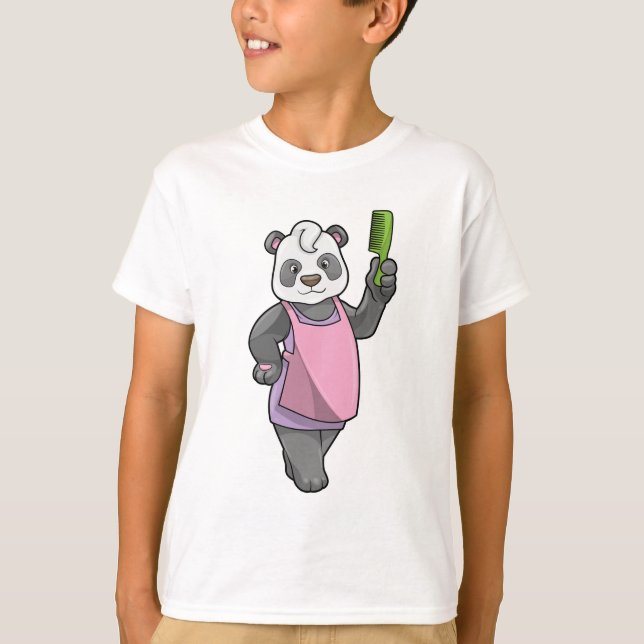 Panda as Hairdresser with Comb T-Shirt (Front)