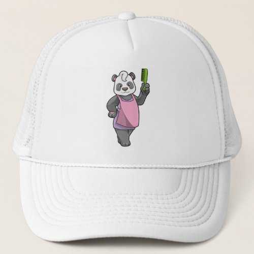 Panda as Hairdresser with Comb Trucker Hat