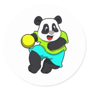 Panda as Handball player with handball Classic Round Sticker