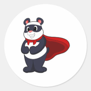 Panda as Hero with Mask & Cape Classic Round Sticker