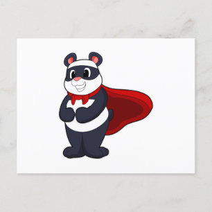 Panda as Hero with Mask & Cape Postcard