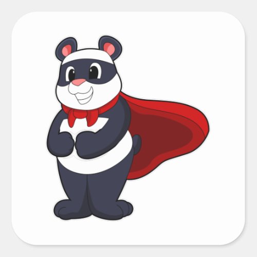 Panda as Hero with Mask  Cape Square Sticker
