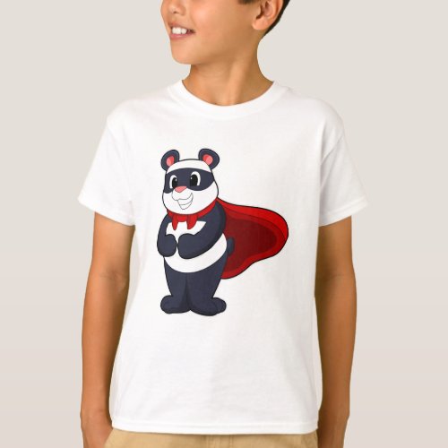 Panda as Hero with Mask  Cape T_Shirt