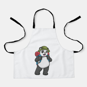 Panda as Hiker with Backpack Apron