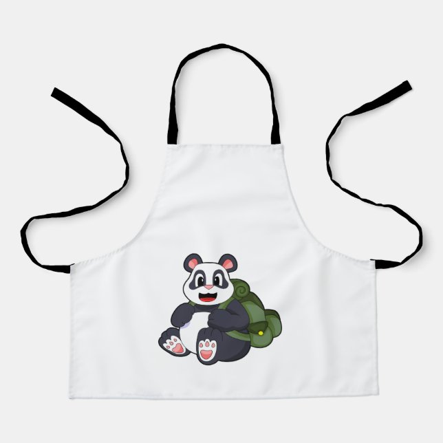 Panda as Hiker with Backpack Apron (Front)