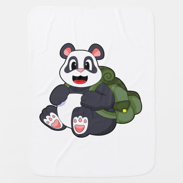 Panda as Hiker with Backpack Baby Blanket (Front)