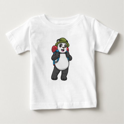 Panda as Hiker with Backpack Baby T_Shirt