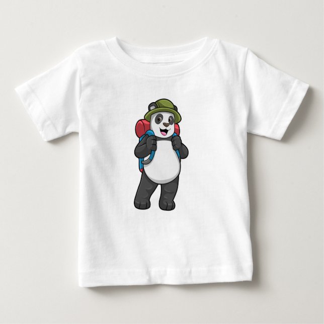 Panda as Hiker with Backpack Baby T-Shirt (Front)