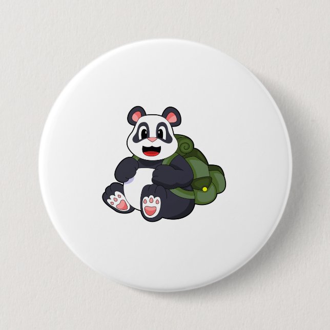 Panda as Hiker with Backpack Button (Front)