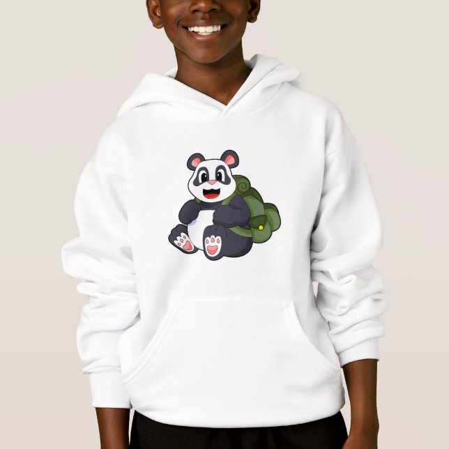 Panda as Hiker with Backpack Hoodie (Front)
