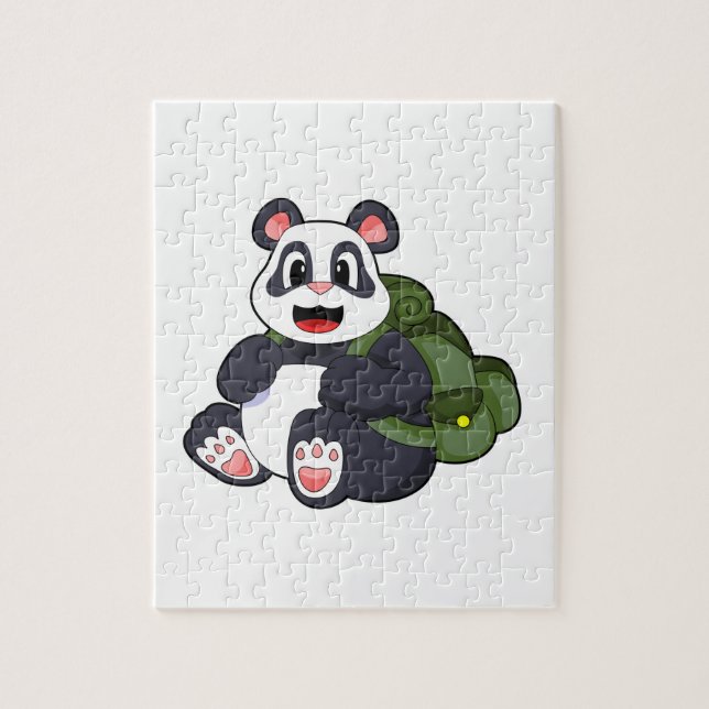 Panda as Hiker with Backpack Jigsaw Puzzle (Vertical)