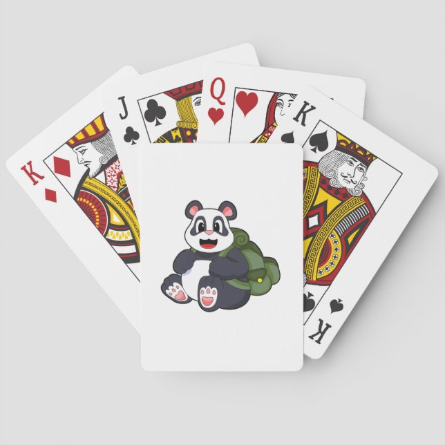 Panda as Hiker with Backpack Poker Cards (Back)