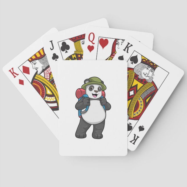 Panda as Hiker with Backpack Poker Cards (Back)