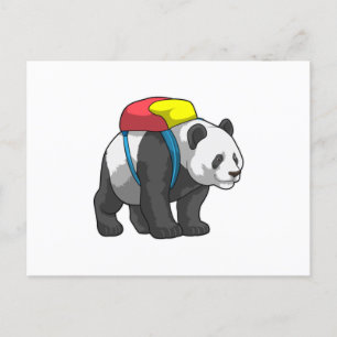 Panda as Hiker with Backpack Postcard