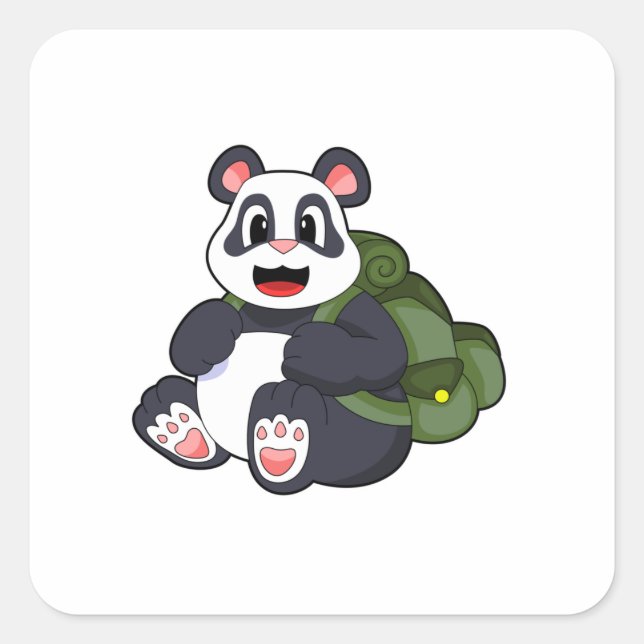 Panda as Hiker with Backpack Square Sticker (Front)