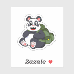 Panda as Hiker with Backpack Sticker