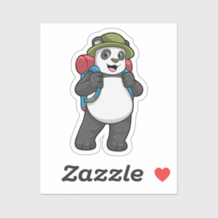 Panda as Hiker with Backpack Sticker
