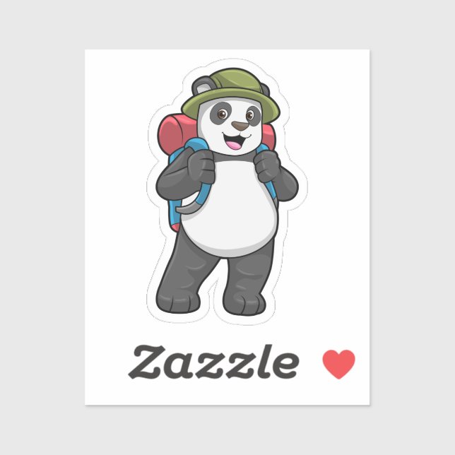 Panda as Hiker with Backpack Sticker (Sheet)