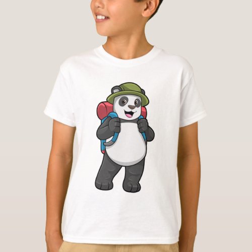 Panda as Hiker with Backpack T_Shirt