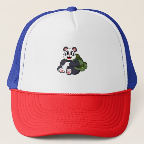 Panda as Hiker with Backpack Trucker Hat