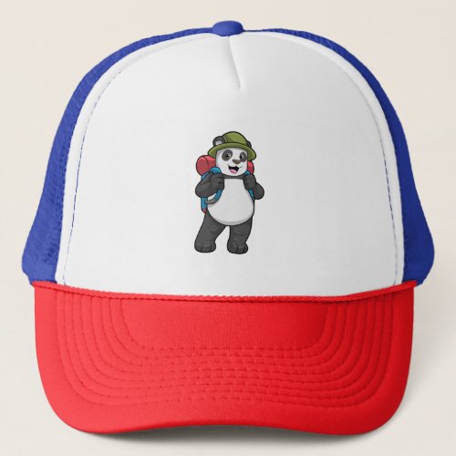 Panda as Hiker with Backpack Trucker Hat