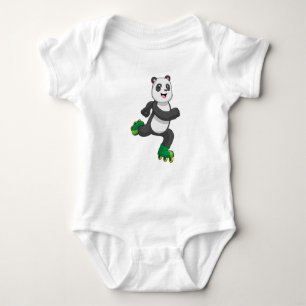 Panda as Inline skater with Roller skates Baby Bodysuit