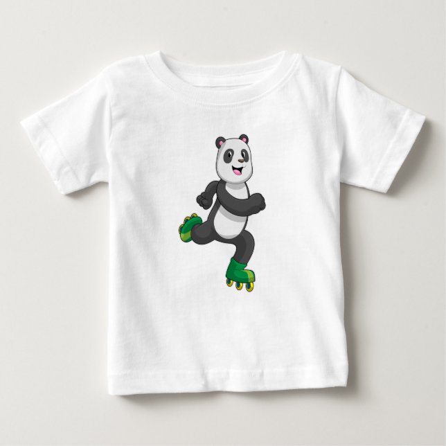 Panda as Inline skater with Roller skates Baby T-Shirt (Front)