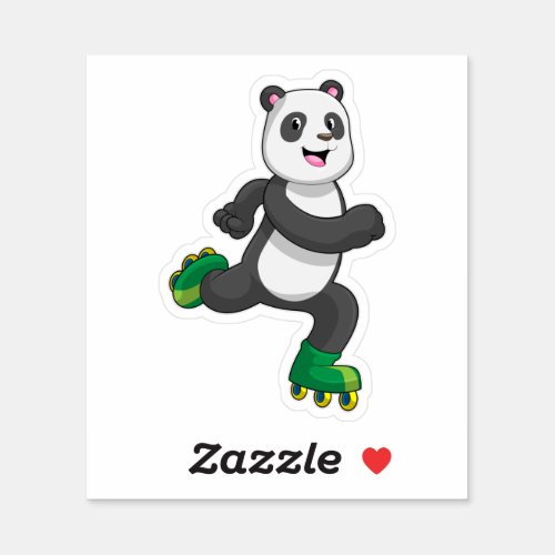 Panda as Inline skater with Roller skates Sticker