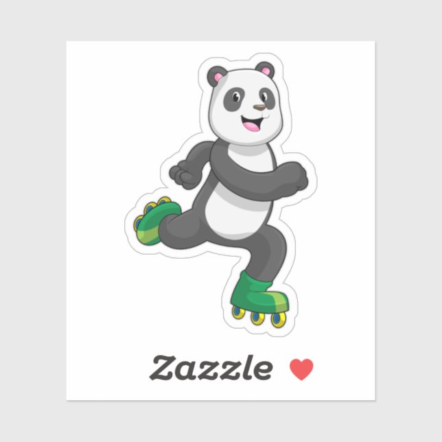 Panda as Inline skater with Roller skates Sticker (Sheet)