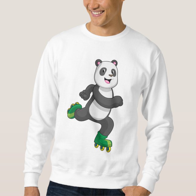 Panda as Inline skater with Roller skates Sweatshirt (Front)