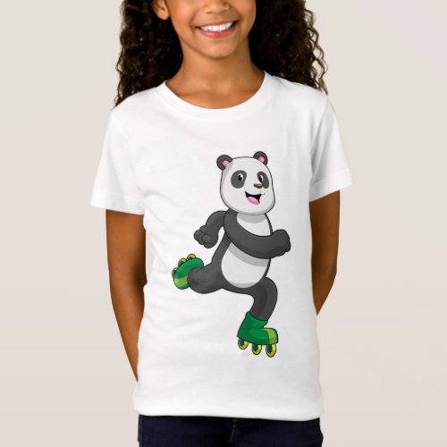 Panda as Inline skater with Roller skates T_Shirt