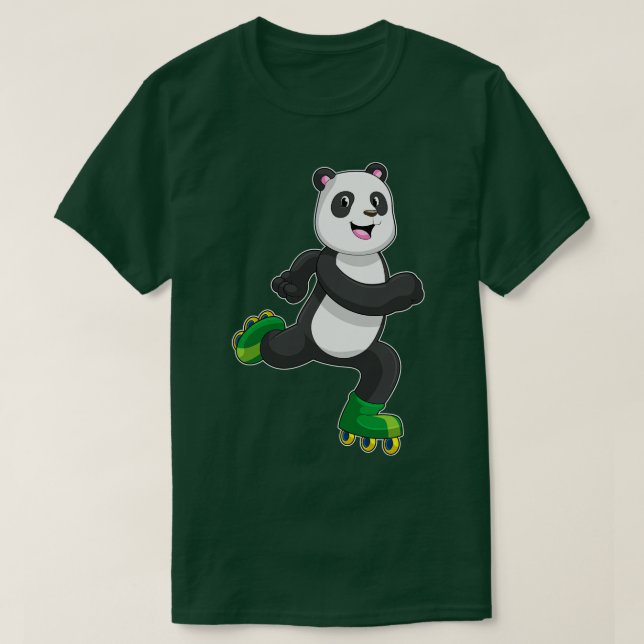 Panda as Inline skater with Roller skates T-Shirt (Design Front)