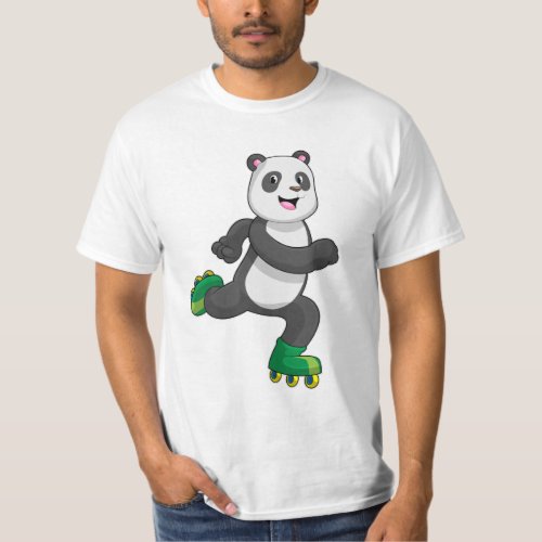 Panda as Inline skater with Roller skates T_Shirt