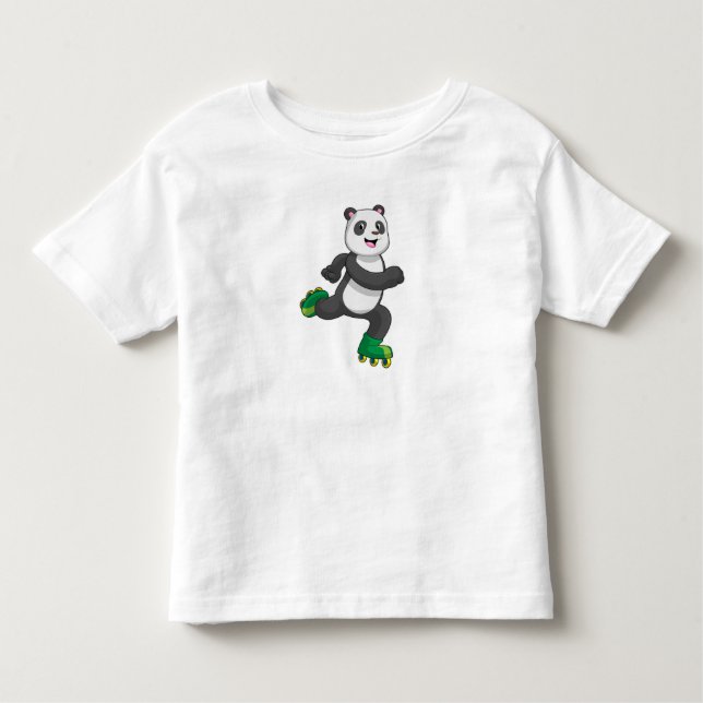 Panda as Inline skater with Roller skates Toddler T-shirt (Front)