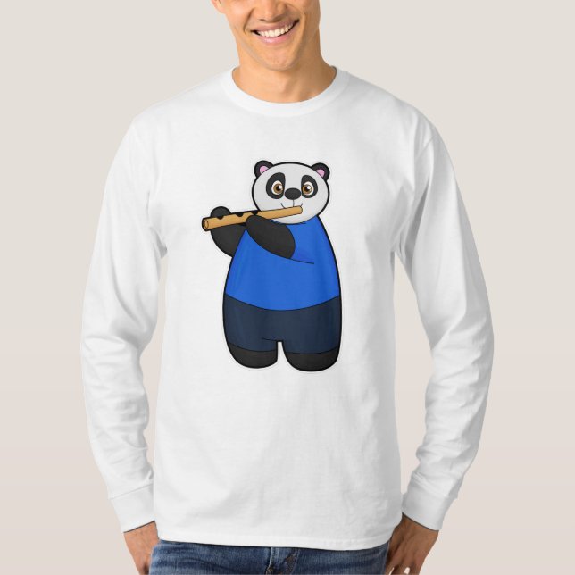 Panda as Musician with Flute T-Shirt (Front)